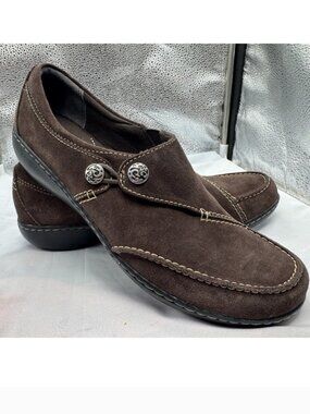 Clarks Bendables Suede Leather Slip-on Shoes, Ashland Lane, Brown